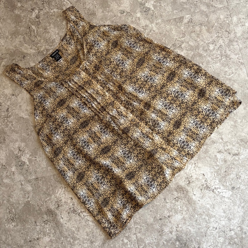 Torrid Tan and Black Patterned Tank Top Open Back